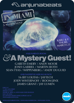 Flyer 
			for Anjunabeats in Miami, a Made Event, March 25, 2010 at Ice Palace West (formerly Karu & Y), Miami