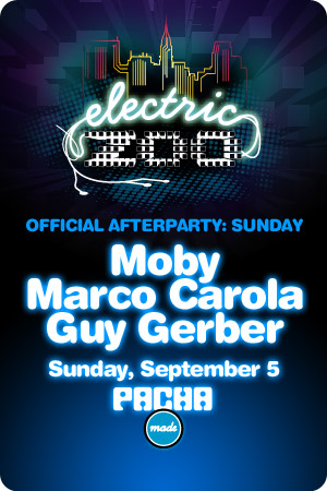 Flyer for Electric Zoo Official Afterparty, 09/05/10 at Pacha